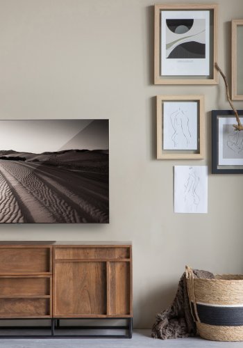 WOOOD EXCLUSIVE Forrest TV-bord, m. 2 lger, 2 skuffer og 2 hylder - natur mangotr og sort metal