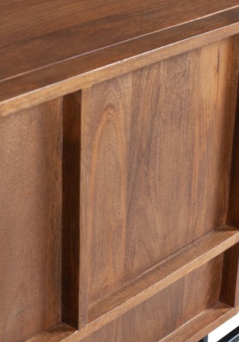 WOOOD EXCLUSIVE Forrest TV-bord, m. 2 lger, 2 skuffer og 2 hylder - natur mangotr og sort metal