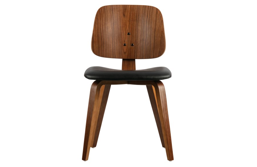 VTWONEN Classic spisebordsstol - sort PU og brun valnddefinér