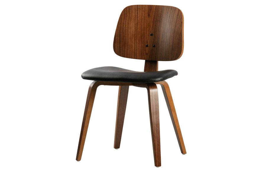 VTWONEN Classic spisebordsstol - sort PU og brun valnddefinér