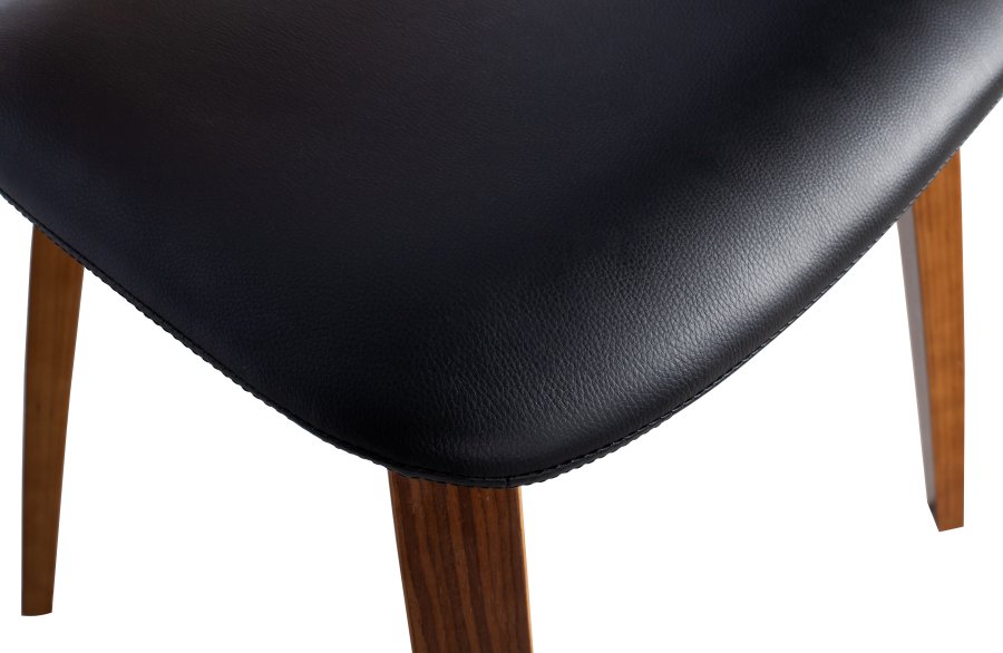 VTWONEN Classic spisebordsstol - sort PU og brun valnddefinér