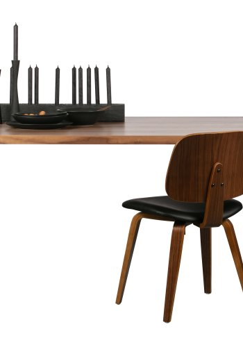 VTWONEN Classic spisebordsstol - sort PU og brun valnddefinér