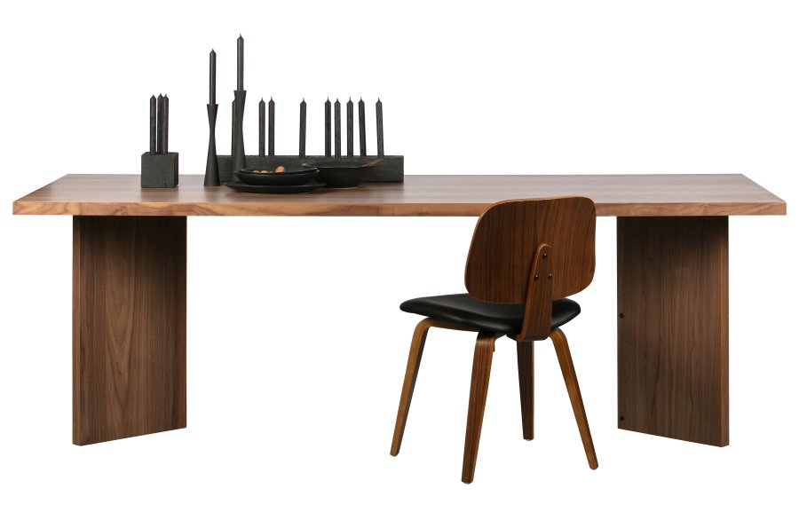 VTWONEN Classic spisebordsstol - sort PU og brun valnddefinér