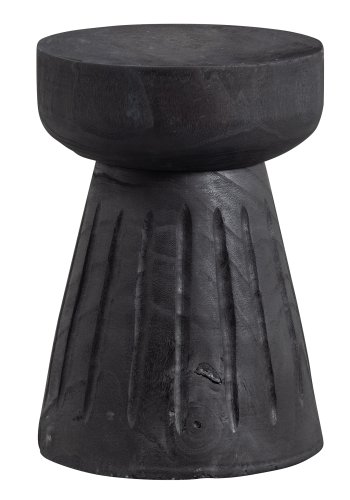 WOOOD Borre skammel, rund - sort paulownia tr (28)