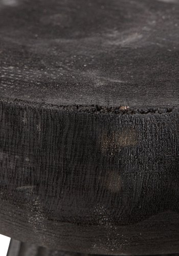 WOOOD Borre skammel, rund - sort paulownia tr (28)