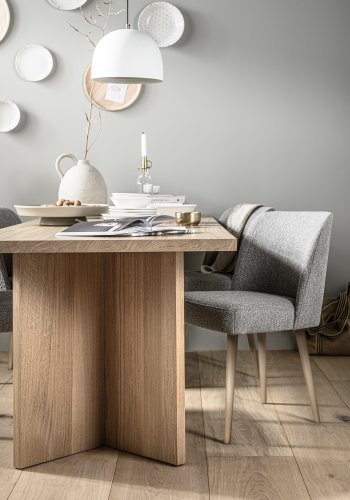 VTWONEN Force spisebordsstol - gr bouclé stof og natur bgetr