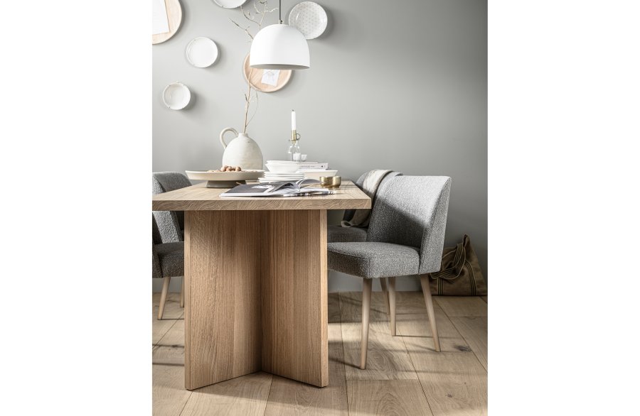 VTWONEN Force spisebordsstol - gr bouclé stof og natur bgetr