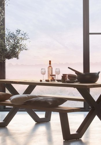 WOOOD EXCLUSIVE Tablo udendrs Picknick X-understel til picnicbord - sort metal