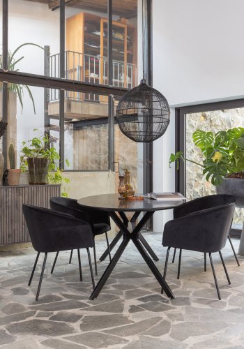 WOOOD EXCLUSIVE Bruno spisebord, oval - sort MDF og stl (220x100)