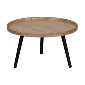 WOOOD Mesa sidebord L, rund - natur MDF og sort fyrretr (60)