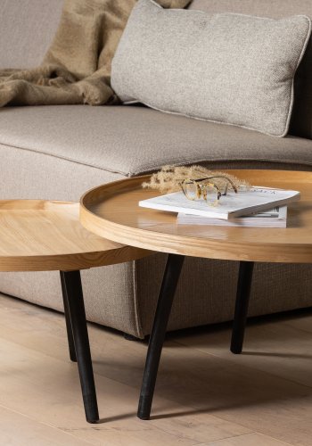 WOOOD Mesa sidebord XL, rund - natur MDF og sort fyrretr (78)