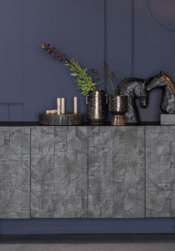 BEPUREHOME Counter sknk, m. 4 lger og 2 hylder - sort mangotr og metal