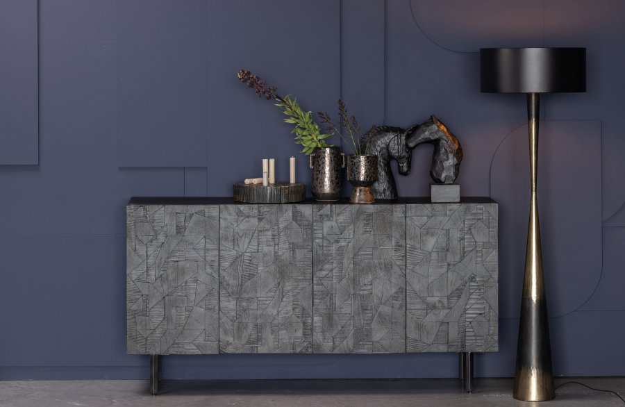 BEPUREHOME Counter sknk, m. 4 lger og 2 hylder - sort mangotr og metal