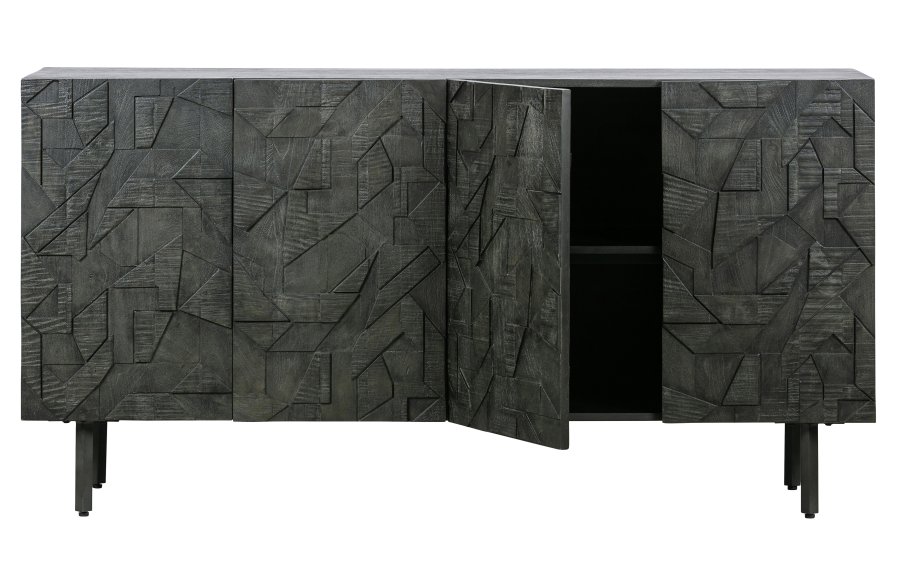 BEPUREHOME Counter sknk, m. 4 lger og 2 hylder - sort mangotr og metal