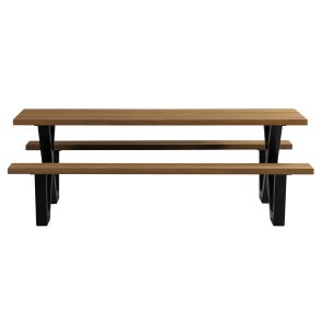 WOOOD Tablo Picknick havebord, m. 2 bnke - natur tr og sort stl (206x145)