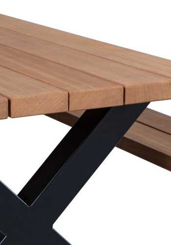 WOOOD Tablo Picknick havebord, m. 2 bnke - natur tr og sort stl (206x145)