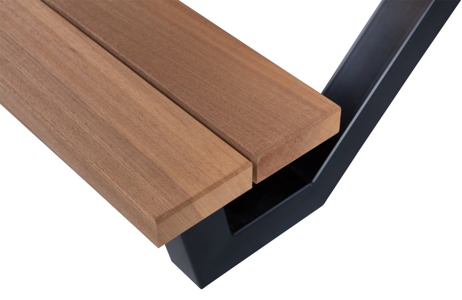 WOOOD Tablo Picknick havebord, m. 2 bnke - natur tr og sort stl (206x145)