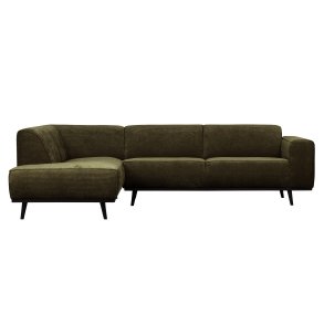 BEPUREHOME Statement hjrnesofa, venstre - varm grn jacquard vvet stof