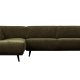 BEPUREHOME Statement hjrnesofa, venstre - varm grn jacquard vvet stof