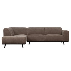 BEPUREHOME Statement hjrnesofa, venstre - taupe jacquard vvet stof