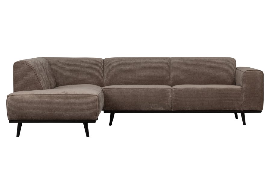BEPUREHOME Statement hjrnesofa, venstre - taupe jacquard vvet stof