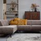BEPUREHOME Statement hjrnesofa, venstre - taupe jacquard vvet stof