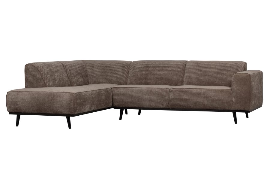 BEPUREHOME Statement hjrnesofa, venstre - taupe jacquard vvet stof