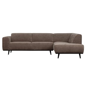 BEPUREHOME Statement hjrnesofa, hjre - taupe jacquard vvet stof