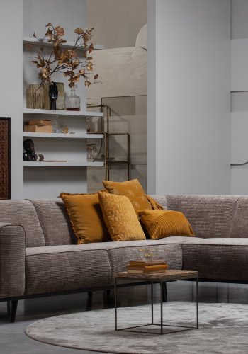 BEPUREHOME Statement hjrnesofa, hjre - taupe jacquard vvet stof