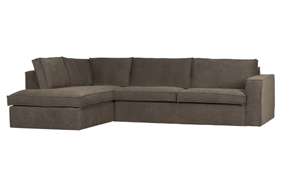 WOOOD Freddie hjrnesofa, venstre - brun melange stof