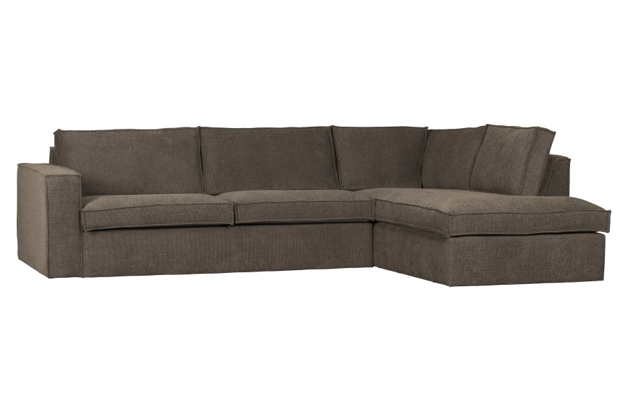 WOOOD Freddie hjrnesofa, hjre - brun melange stof