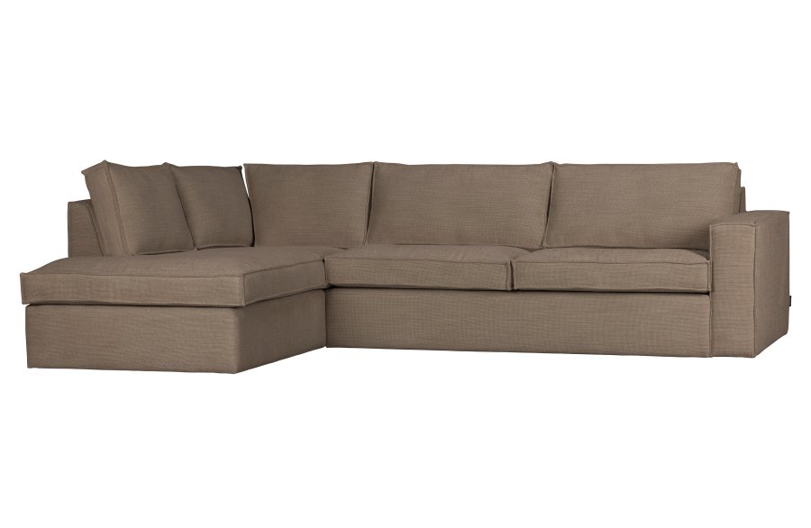 WOOOD Freddie hjrnesofa, venstre - brun melange stof