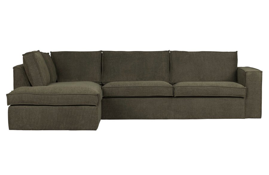 WOOOD Freddie hjrnesofa, venstre - varm grn melange stof