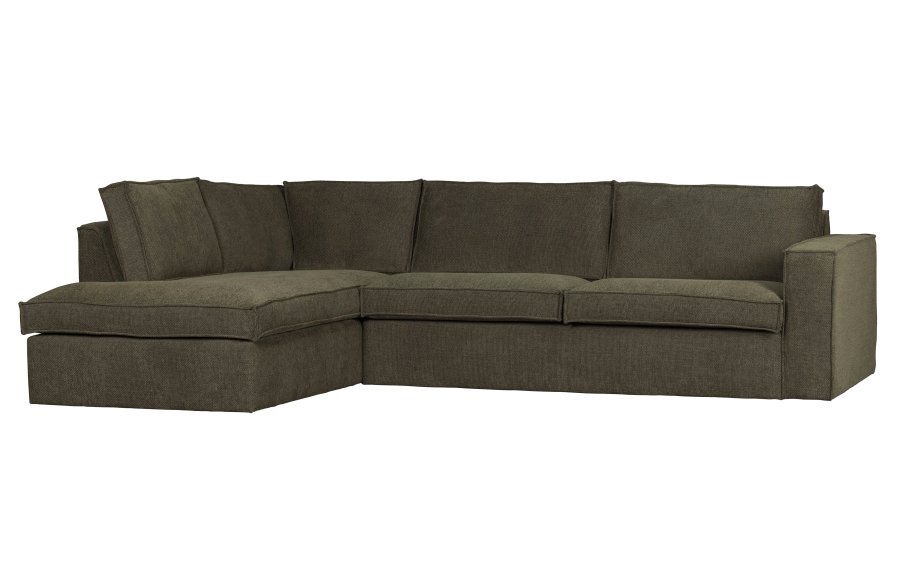 WOOOD Freddie hjrnesofa, venstre - varm grn melange stof