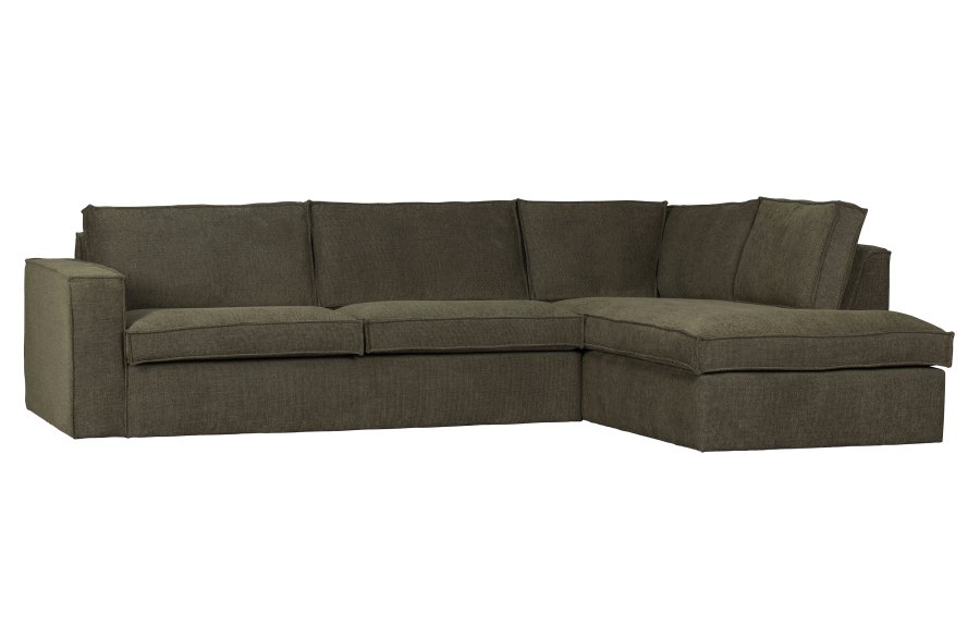 WOOOD Freddie hjrnesofa, hjre - varm grn melange stof