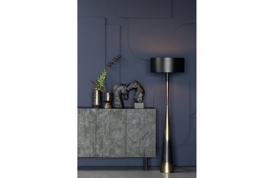 BEPUREHOME Collection gulvlampe - antik messing og sort jern (H:151)