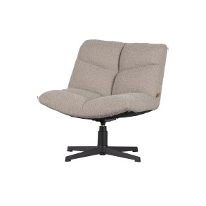 WOOOD EXCLUSIVE Vinny drejestol - sand bouclé polyester og sort metal