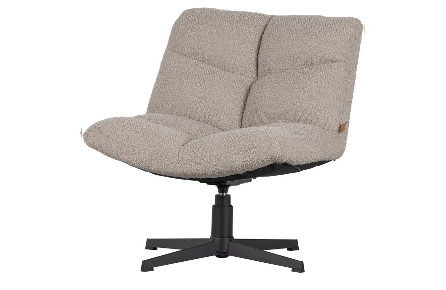 WOOOD EXCLUSIVE Vinny drejestol - sand bouclé polyester og sort metal