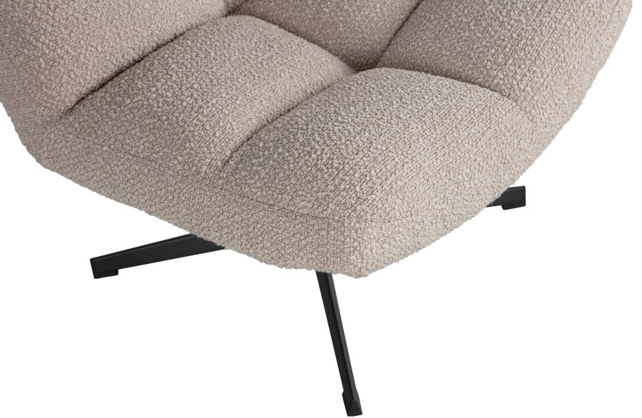 WOOOD EXCLUSIVE Vinny drejestol - sand bouclé polyester og sort metal