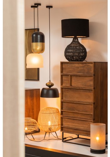 WOOOD EXCLUSIVE Tirsa loftlampe, rund - messing og sort metal (H:36)