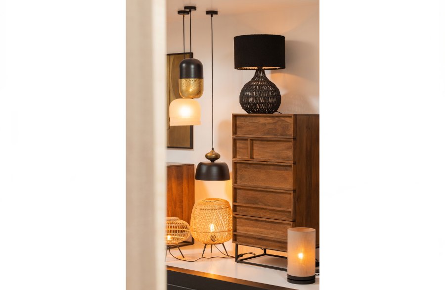 WOOOD EXCLUSIVE Tirsa loftlampe, rund - messing og sort metal (H:36)