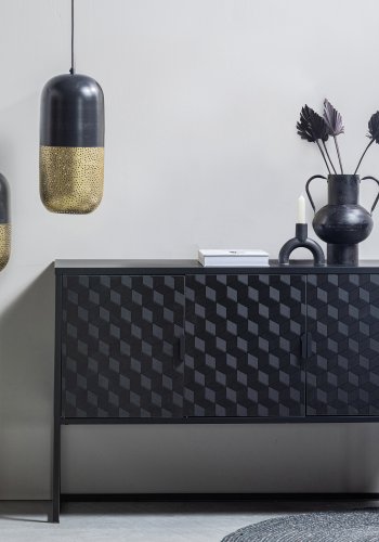 WOOOD EXCLUSIVE Tirsa loftlampe, rund - messing og sort metal (H:36)