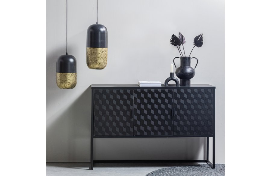 WOOOD EXCLUSIVE Tirsa loftlampe, rund - messing og sort metal (H:36)