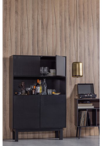 WOOOD EXCLUSIVE Safa loftlampe, lodret - brunsort glas og antik messing metal