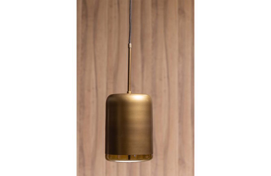 WOOOD EXCLUSIVE Safa loftlampe, lodret - brunsort glas og antik messing metal