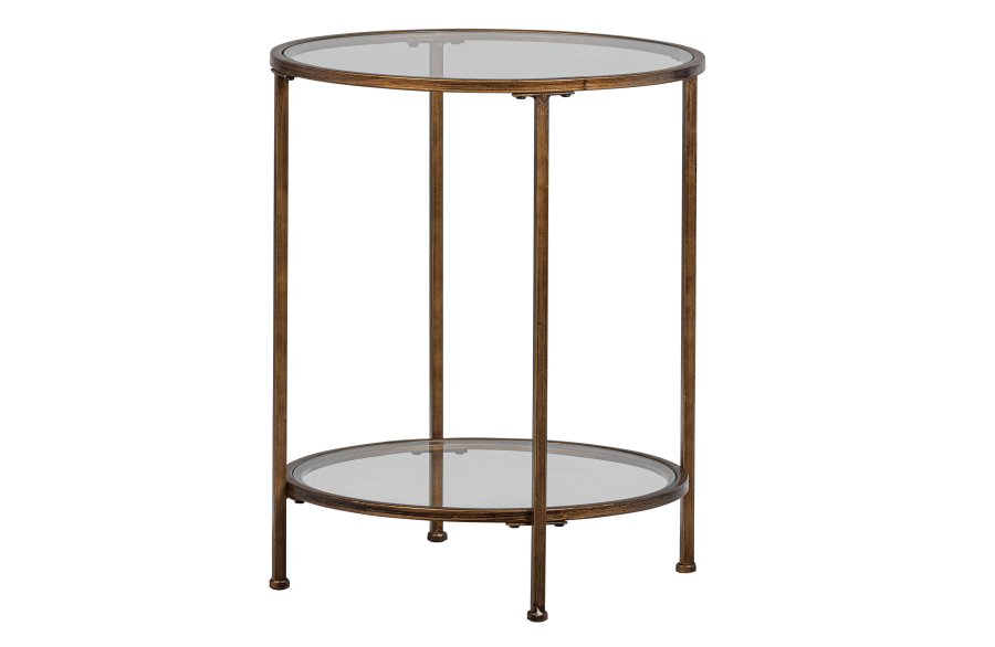 BEPUREHOME Goddess Too sidebord, m. 1 hylde - klar glas og antik messing metal (46)