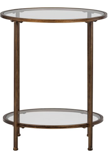 BEPUREHOME Goddess Too sidebord, m. 1 hylde - klar glas og antik messing metal (46)