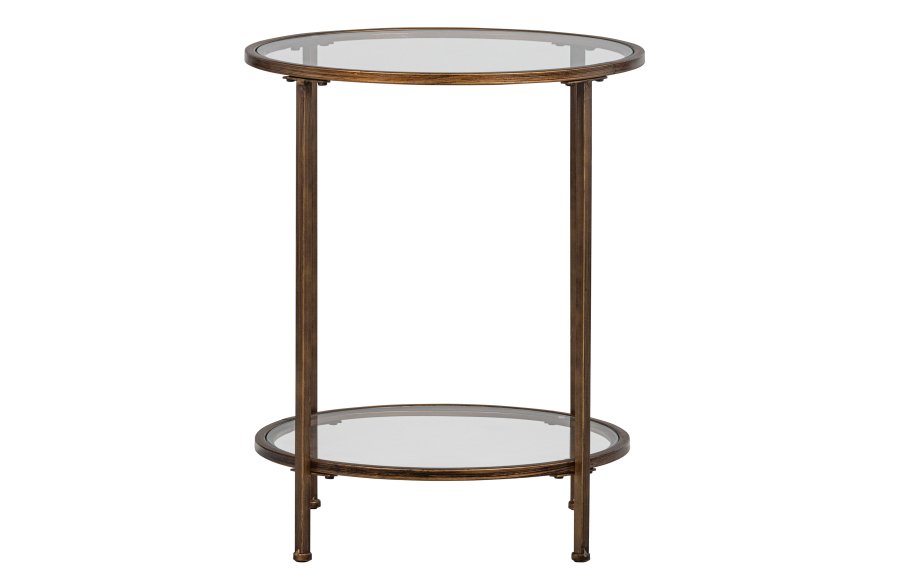 BEPUREHOME Goddess Too sidebord, m. 1 hylde - klar glas og antik messing metal (46)