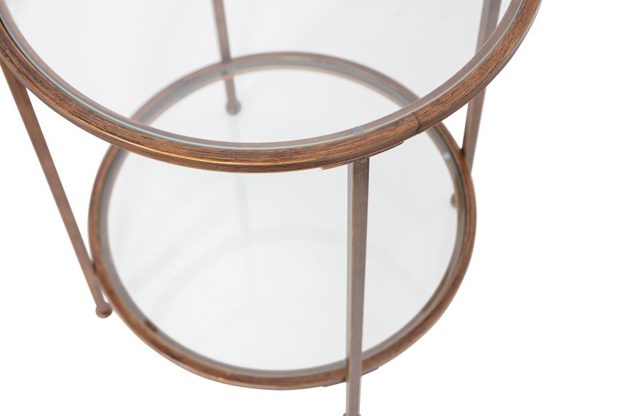 BEPUREHOME Goddess Too sidebord, m. 1 hylde - klar glas og antik messing metal (46)