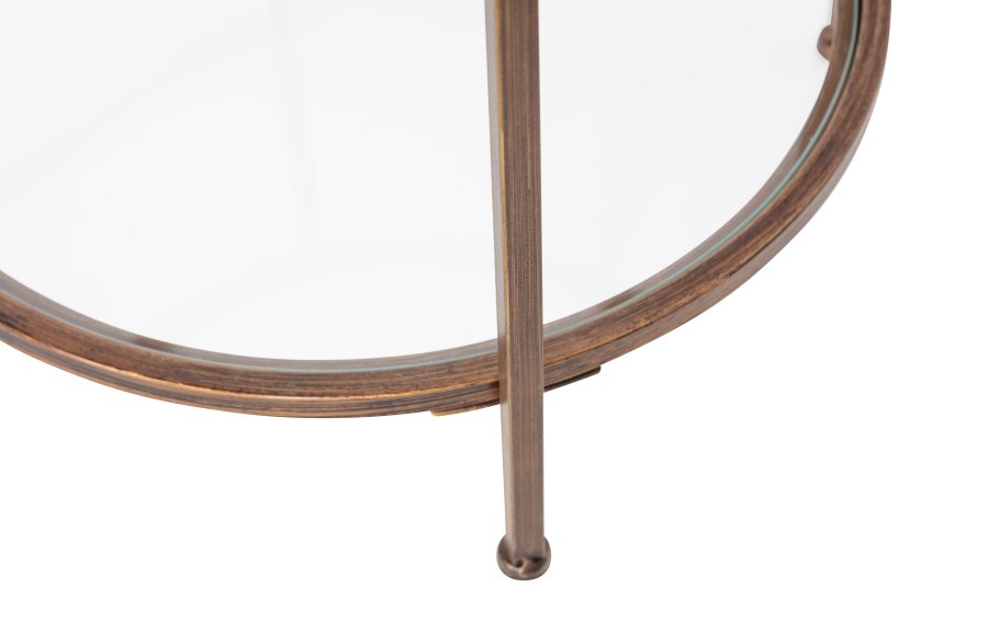 BEPUREHOME Goddess Too sidebord, m. 1 hylde - klar glas og antik messing metal (46)